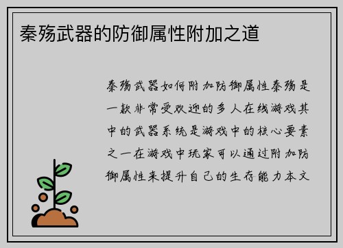秦殇武器的防御属性附加之道