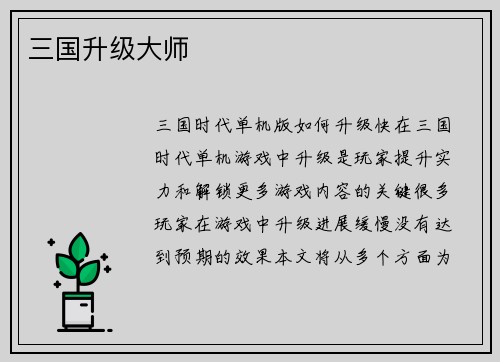 三国升级大师